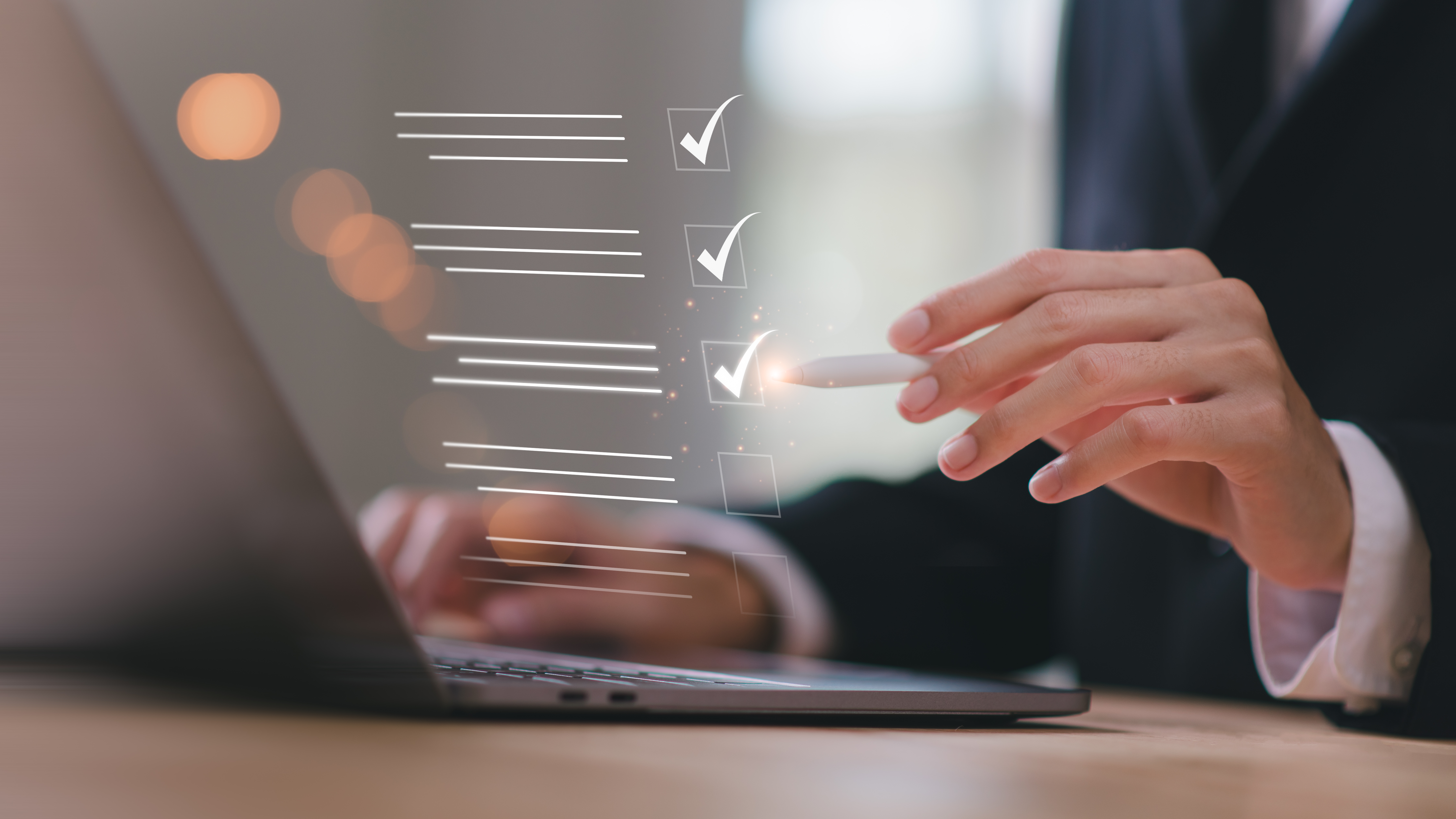 operator-makes-mark-survey-topic-checklist-with-checkmarks-checkboxes-online-quality-assessment-satisfaction-quality-inspection-qualification-measurement