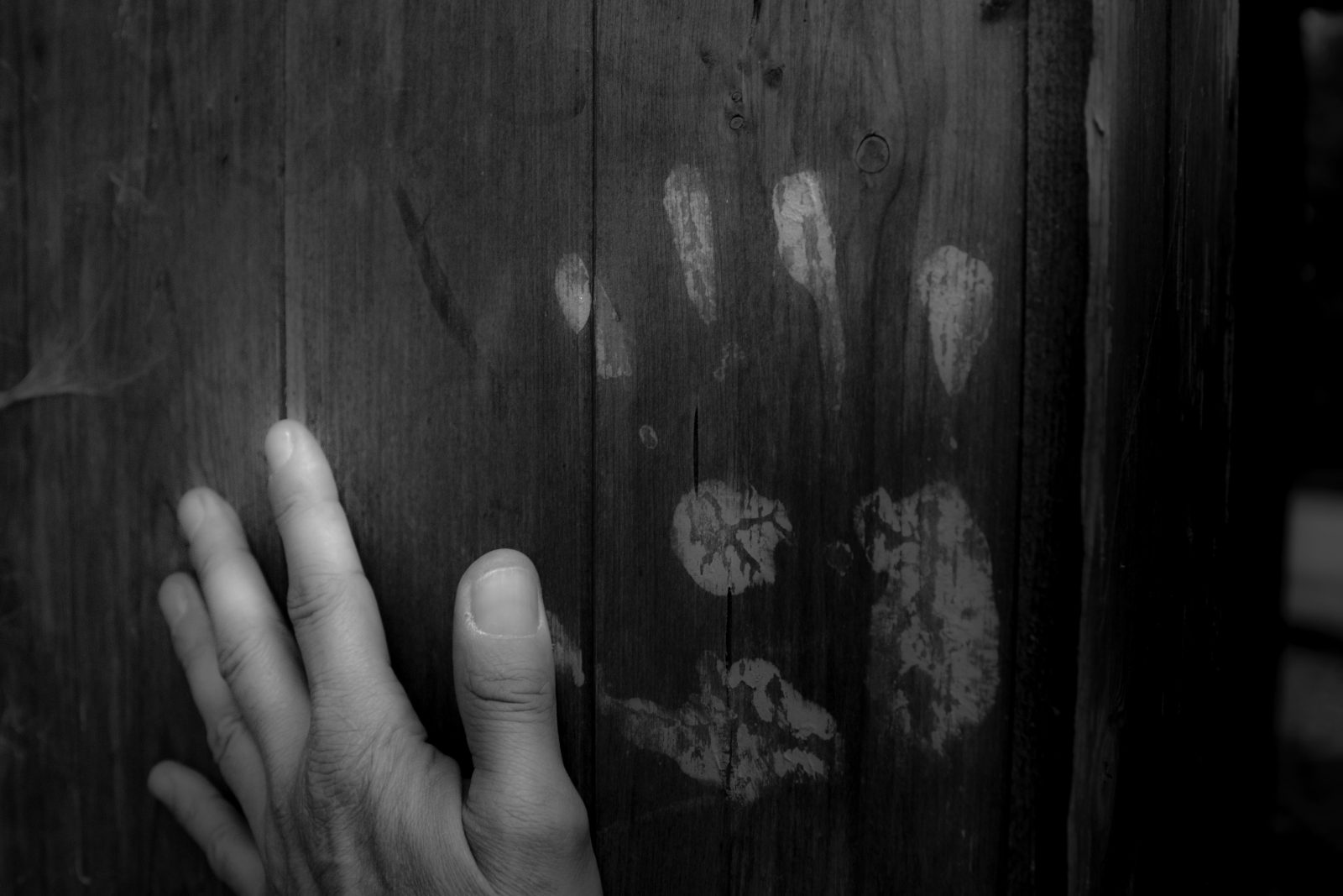 cropped-hand-man-touching-wooden-fence